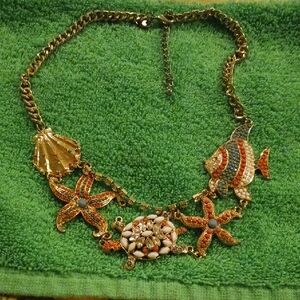 Gold and Orange Sea Life Necklace